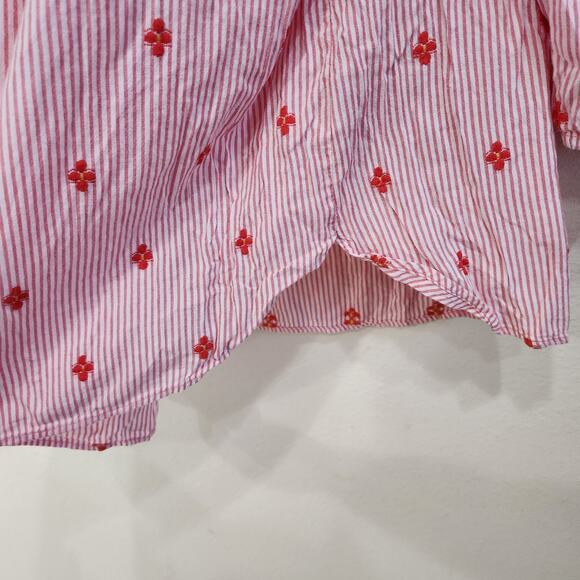 St. John Bay Stripes Embroidered Floral 3/4 Sleeve Blouse Red Pink Size 2X - Picture 5 of 8
